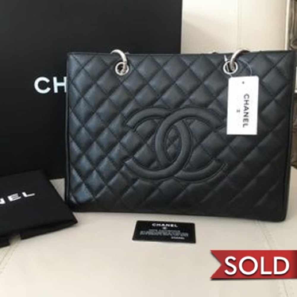 Chanel black leather bag
